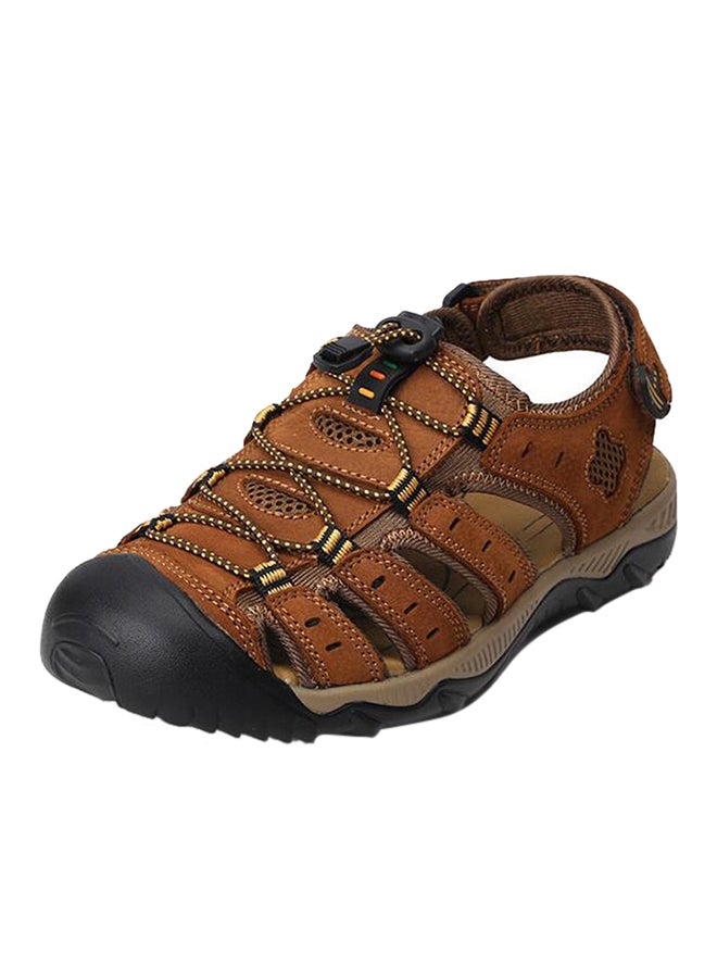 Leather Closed Toe Casual Sandals Light Brown  - Image 1