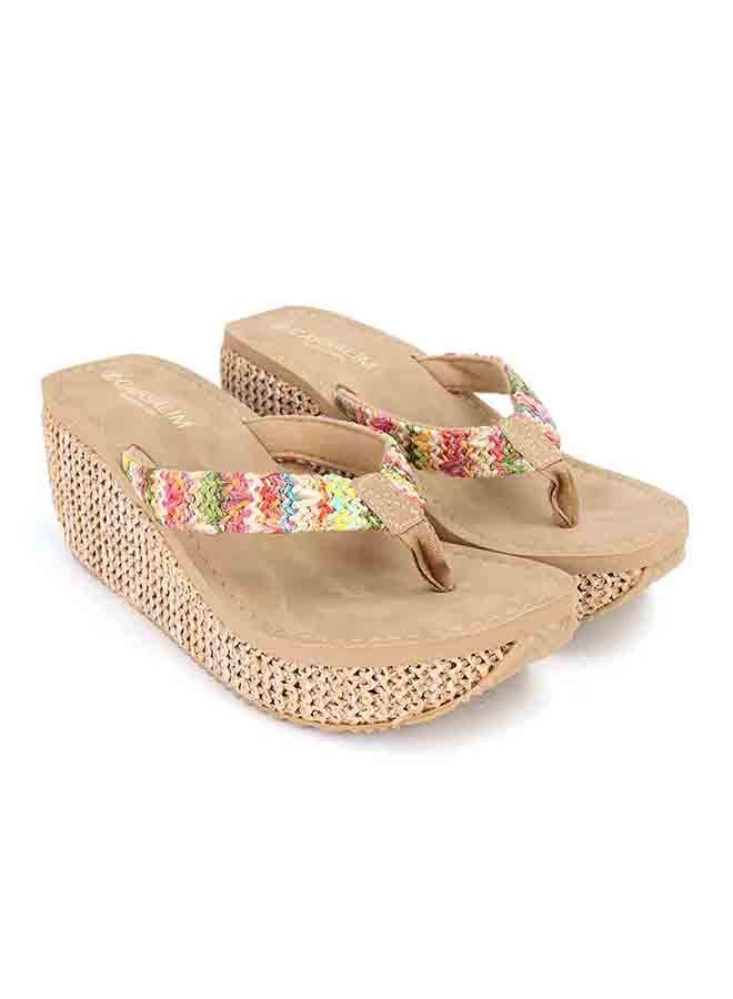 Boho High Heel Flip Flops Beige  - Image 3