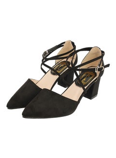 Generic Block Kitten High Heels Suede Leather Pumps Black  - Image 4