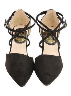 Generic Block Kitten High Heels Suede Leather Pumps Black  - Image 3