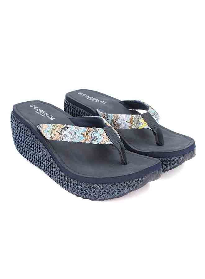 Boho High Heel Flip Flops Navy  - Image 2