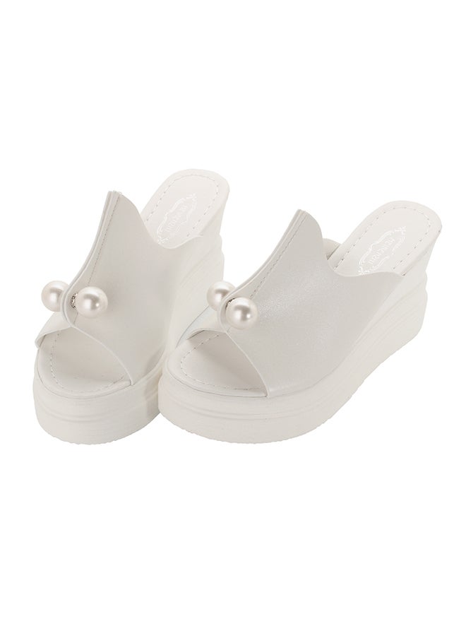 High Heel Open Toe Pumps White - Image 3