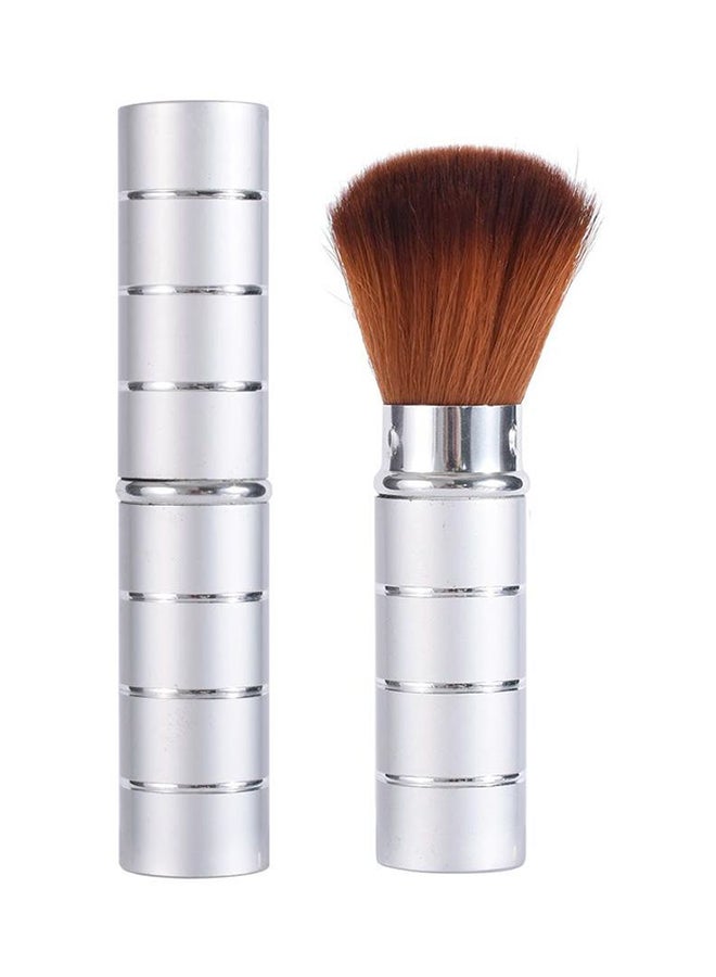 L'CHEAR Retractable Face Powder Brush Silver/Brown - Image 1