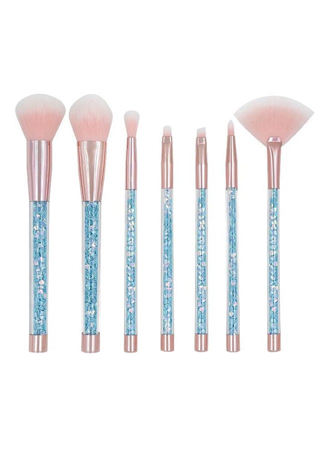 L'CHEAR 7-Piece Crystal Makeup Brush Set Rose Gold/Blue/Pink - Image 1