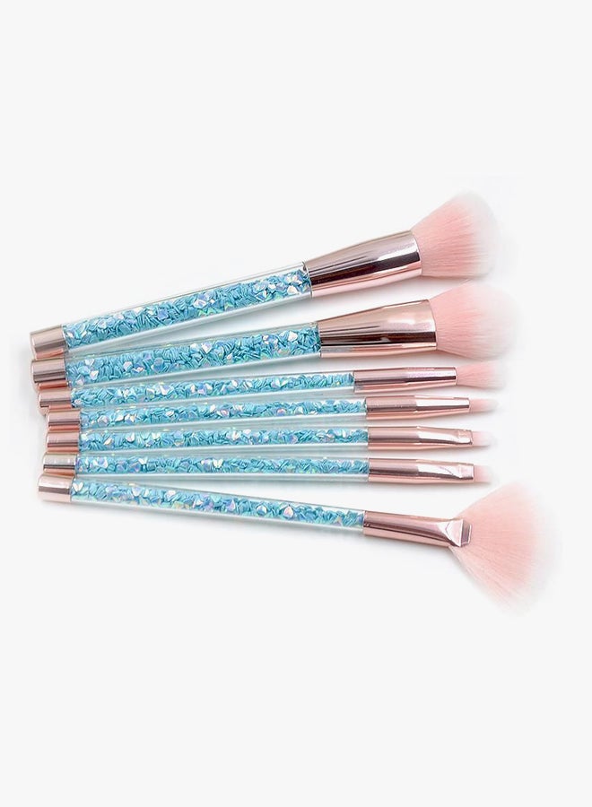 L'CHEAR 7-Piece Crystal Makeup Brush Set Rose Gold/Blue/Pink - Image 3