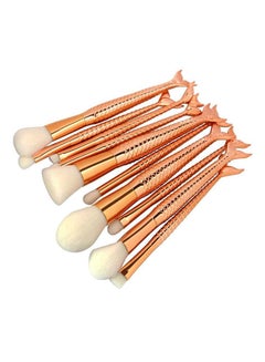 L'CHEAR 10-Piece Mermaid Makeup Brush Set Rose Gold/Pink  - Image 3