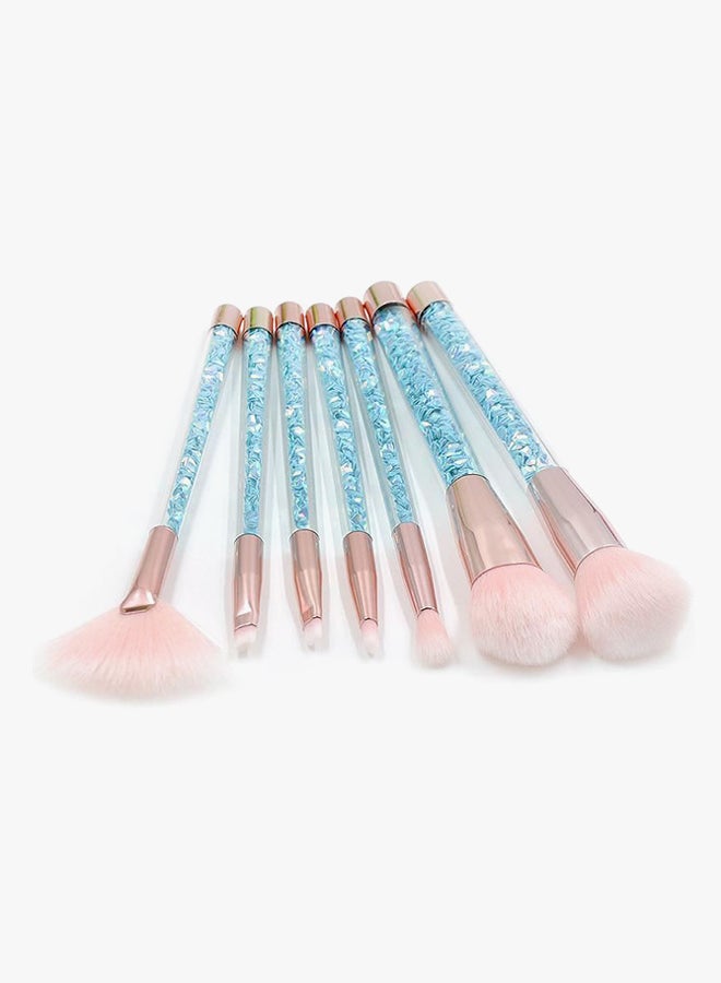 L'CHEAR 7-Piece Crystal Makeup Brush Set Rose Gold/Blue/Pink - Image 4