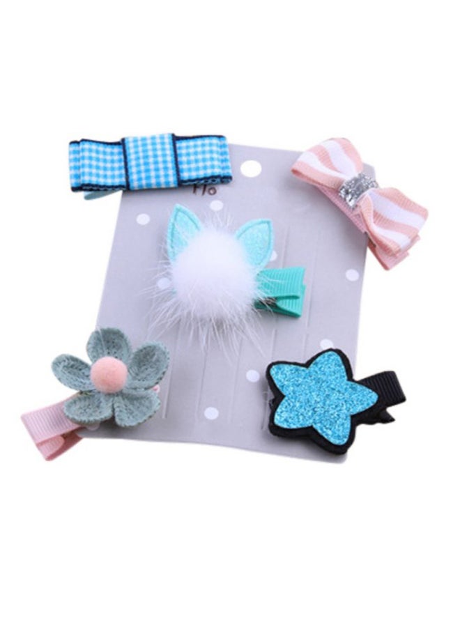 كاكا كيد طقم مشابك ودبابيس شعر أزرق/وردي/رمادي