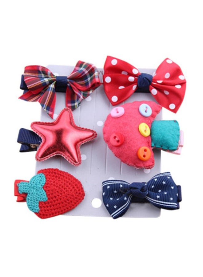 كاكا كيد طقم مشابك ودبابيس شعر أحمر/كحلي/أبيض