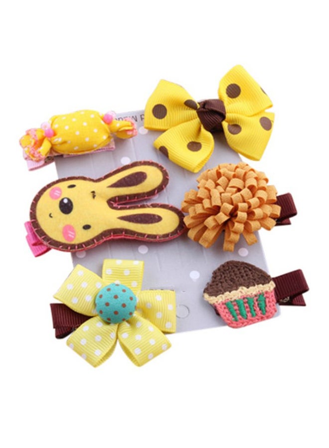 كاكا كيد طقم مشابك ودبابيس شعر أصفر/بني/زهري