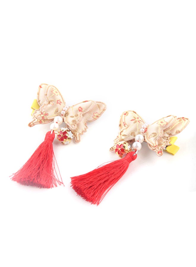 كاكا كيد دبوس شعر بنمط صيني ذهبي/أحمر - Image 1