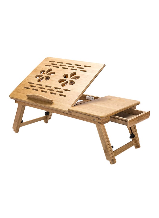 Portable Laptop Table With Two USB Cooling Fan Brown