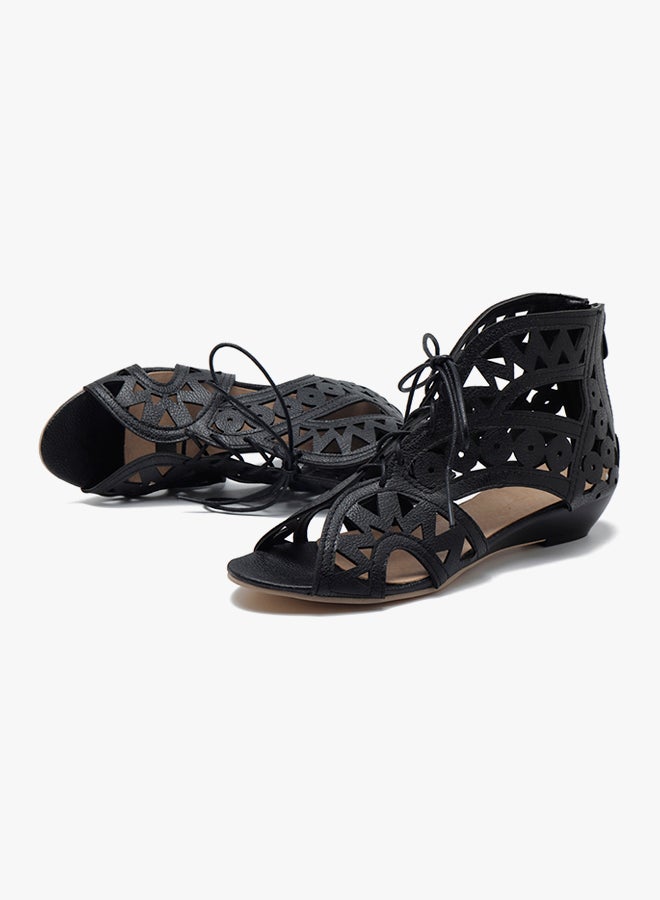 Kitten Heel Flat Shoe Black - Image 3