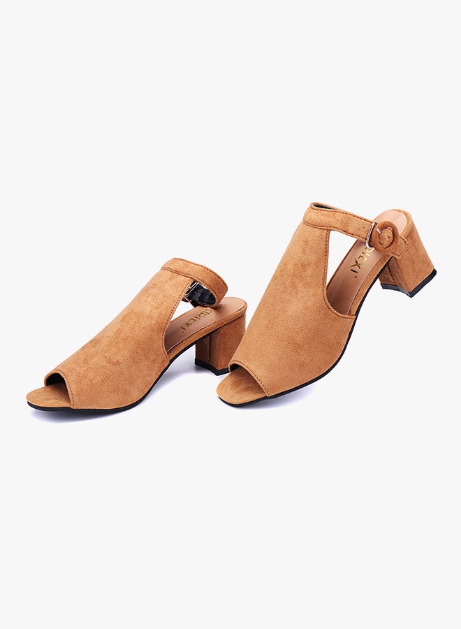 Block Heel Sandals Light Brown - Image 2