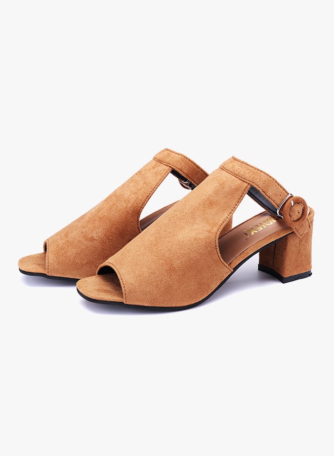 Block Heel Sandals Light Brown - Image 3