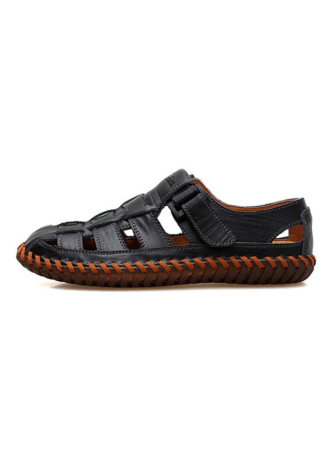 Leather Flat Sandals Black  - Image 1