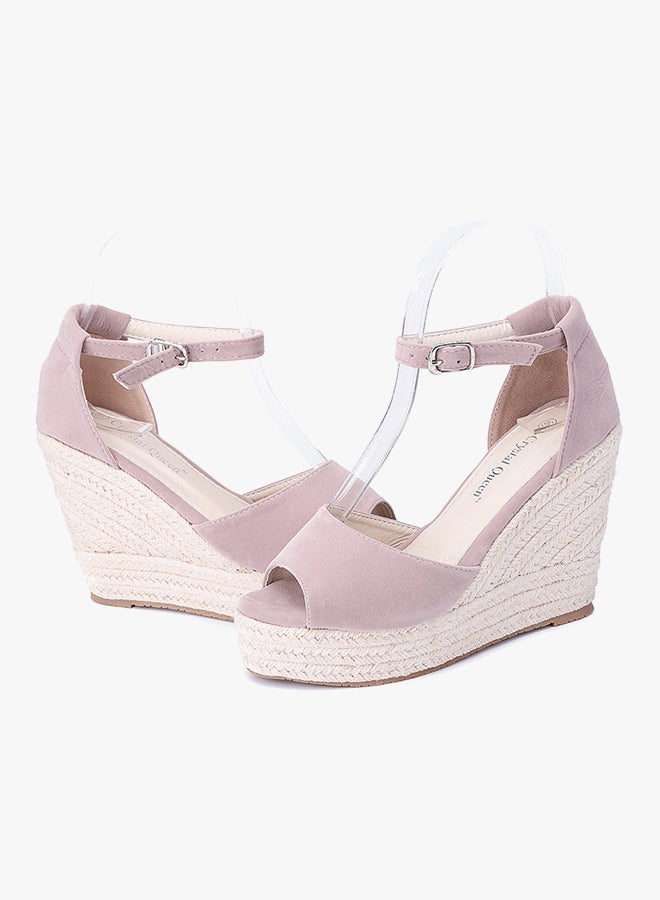 Generic - Buckle Suede Wedges Pink - Image 1