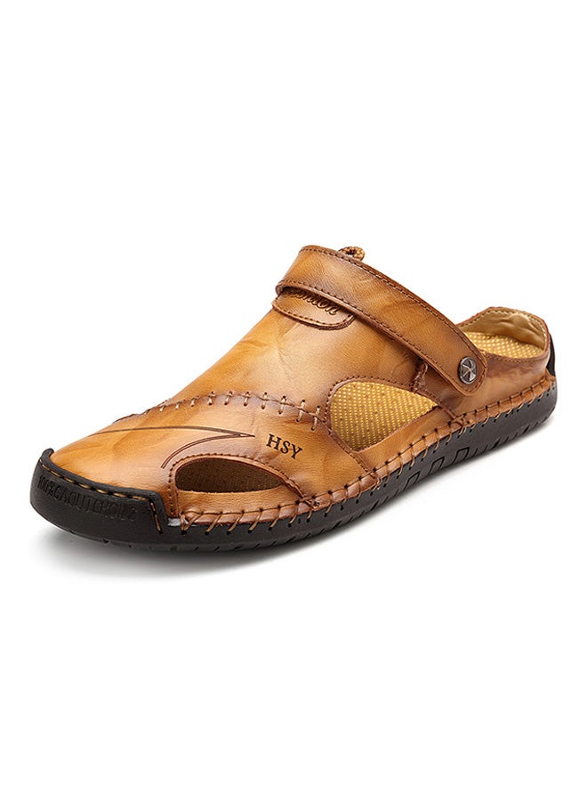 Leather Classic Slides Light Brown/Yellow  - Image 1