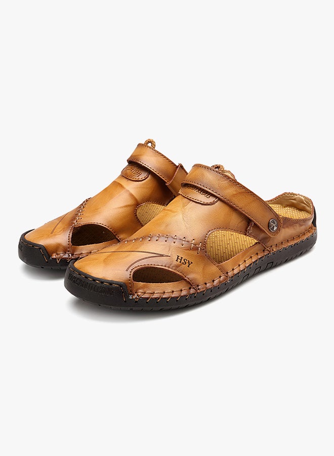Leather Classic Slides Light Brown/Yellow  - Image 2