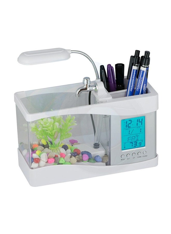 LCD Aquarium Clock With LED Light White/Silver - Image 1