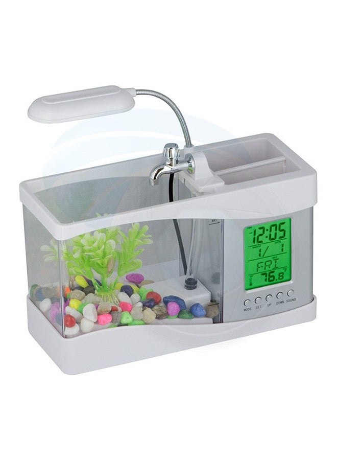 LCD Aquarium Clock With LED Light White/Silver - Image 3