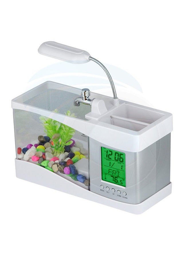 LCD Aquarium Clock With LED Light White/Silver - Image 2