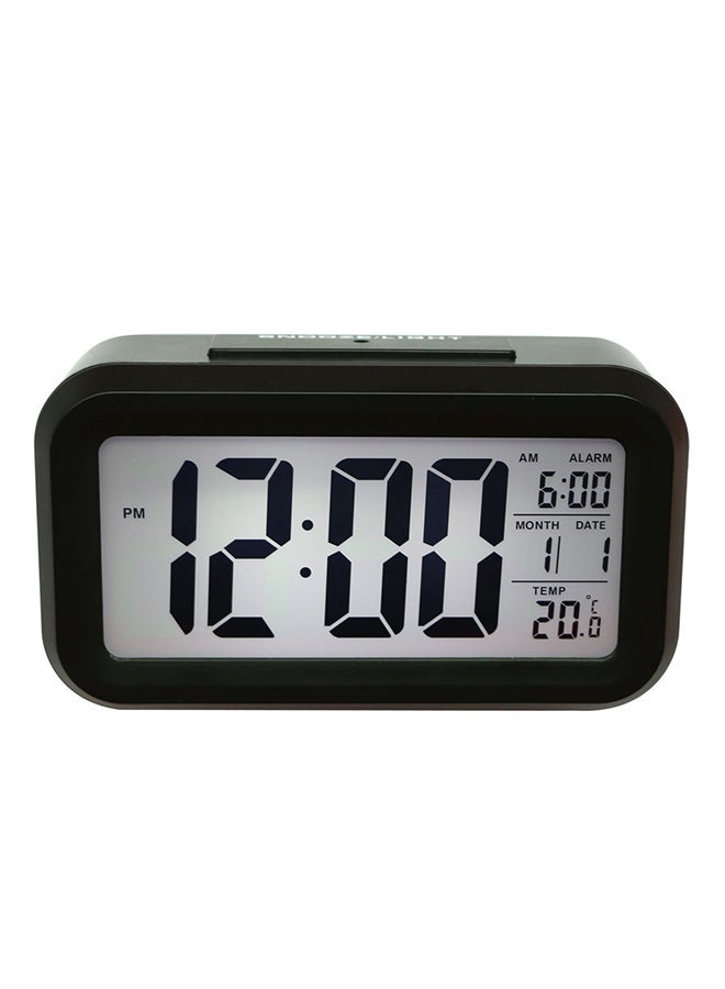ساعة منبه رقمية مضيئة أسود/ رمادي 13.5x7.5x4.5سم