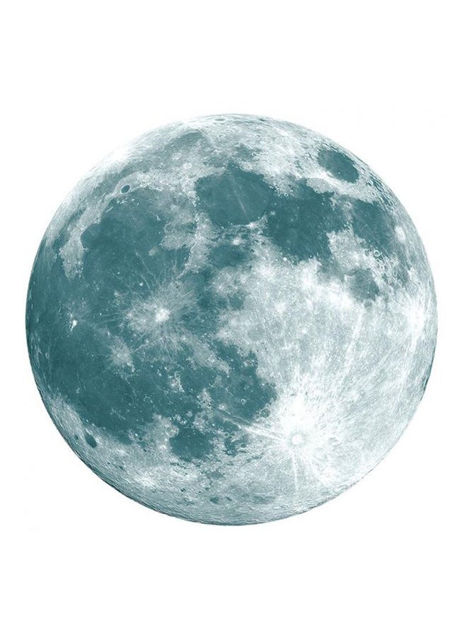3D Glow In The Dark Night Moon Wall Decal Blue/White 40centimeter