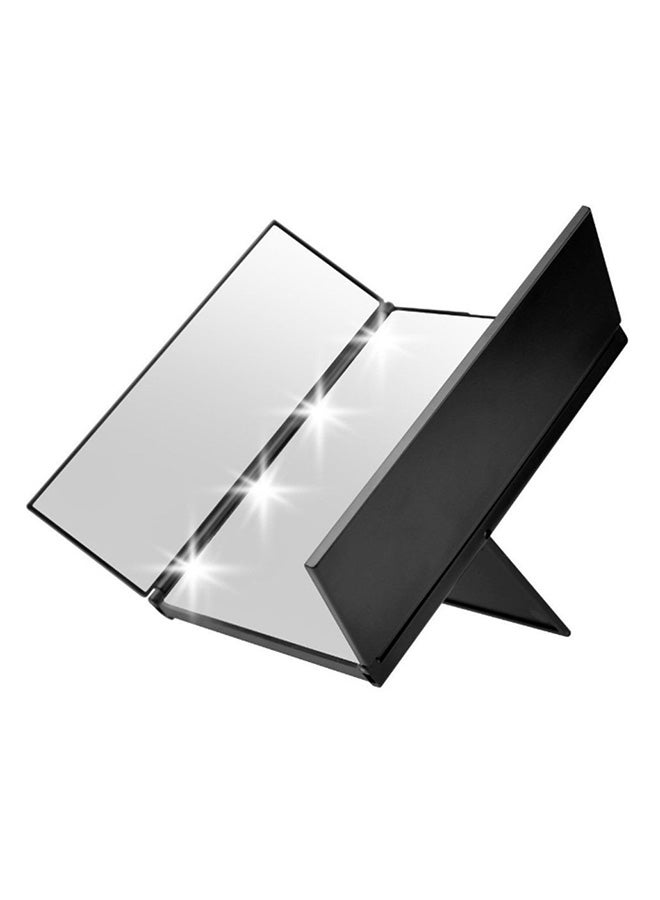Foldable Makeup Desktop Mirror With LED Clear/Black 15.5x12x1.3centimeter  - Image 2