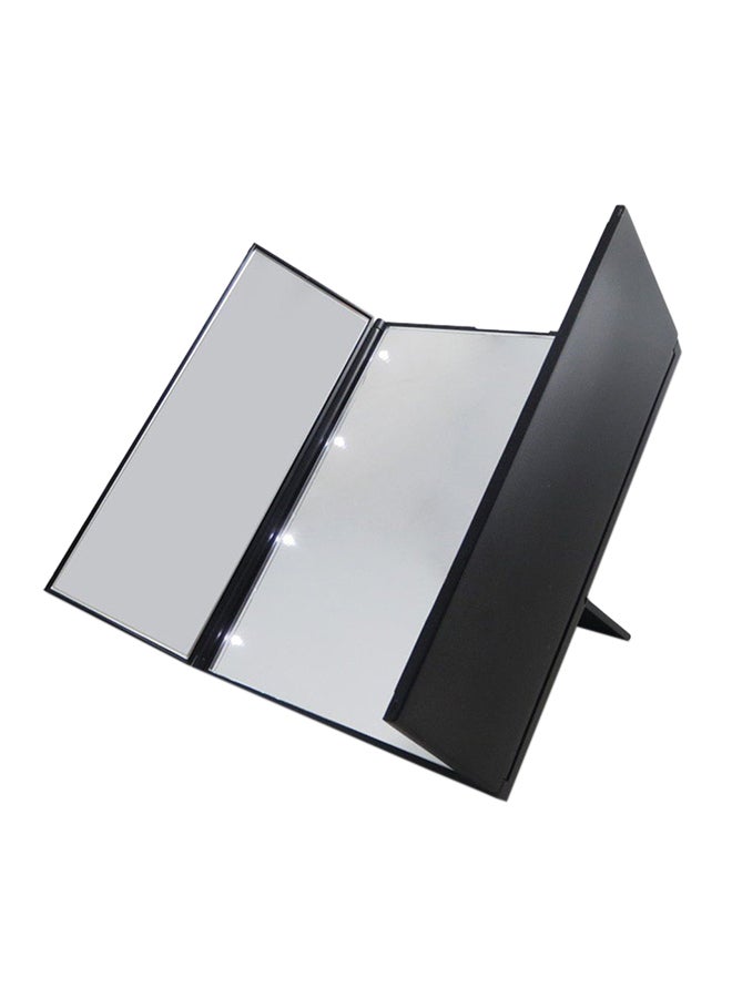 Foldable Makeup Desktop Mirror With LED Clear/Black 15.5x12x1.3centimeter  - Image 1