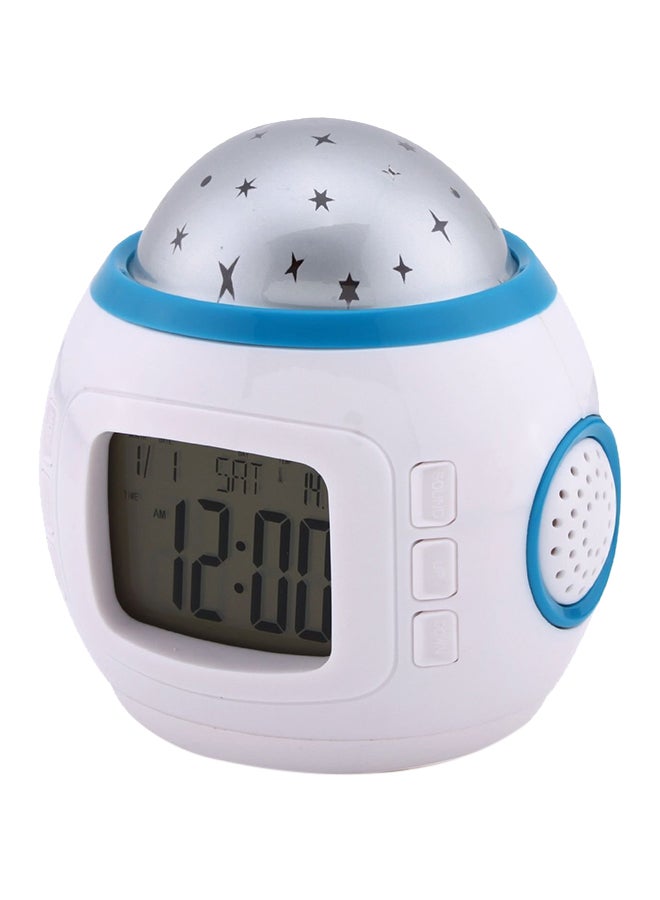 Star Light Projector Alarm Clock White/Grey/Blue 10.5x10.3x8.2centimeter - Image 1