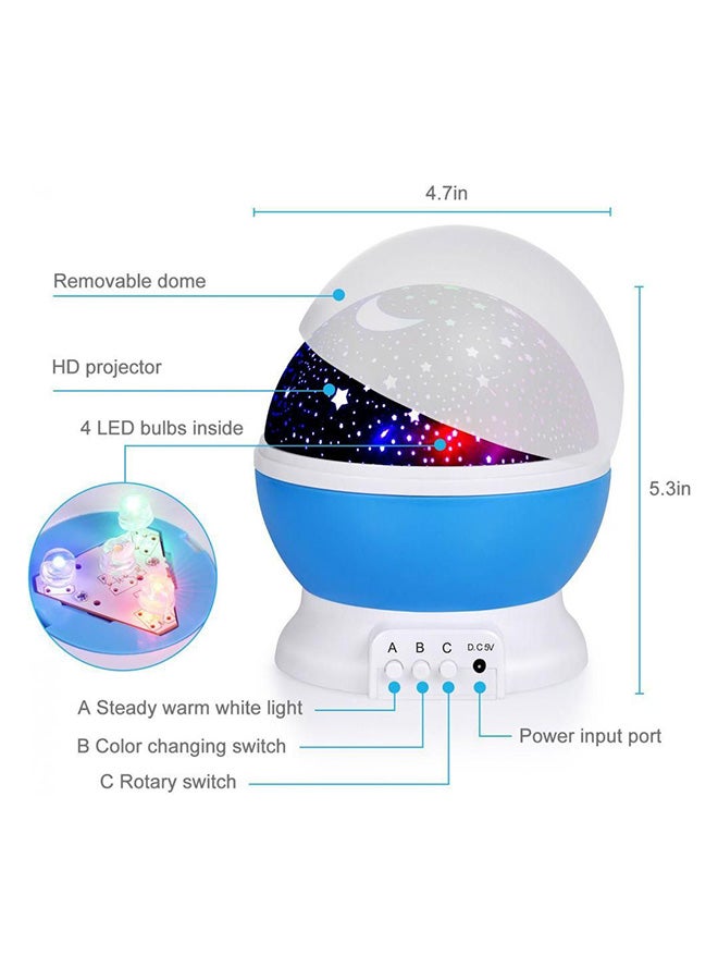 ماركة غير محددة مصباح دوار بإضاءة LED لضوء القمر والنجوم أزرق/ أبيض/أحمر 13x15x15سم  - Image 2