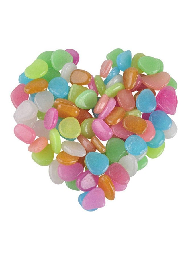 100-Piece Glow In The Dark Decorative Pebbles Green/Blue/Red - Image 1