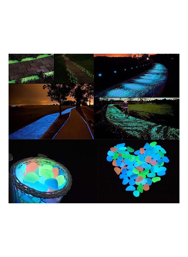 100-Piece Glow In The Dark Decorative Pebbles Green/Blue/Red - Image 2