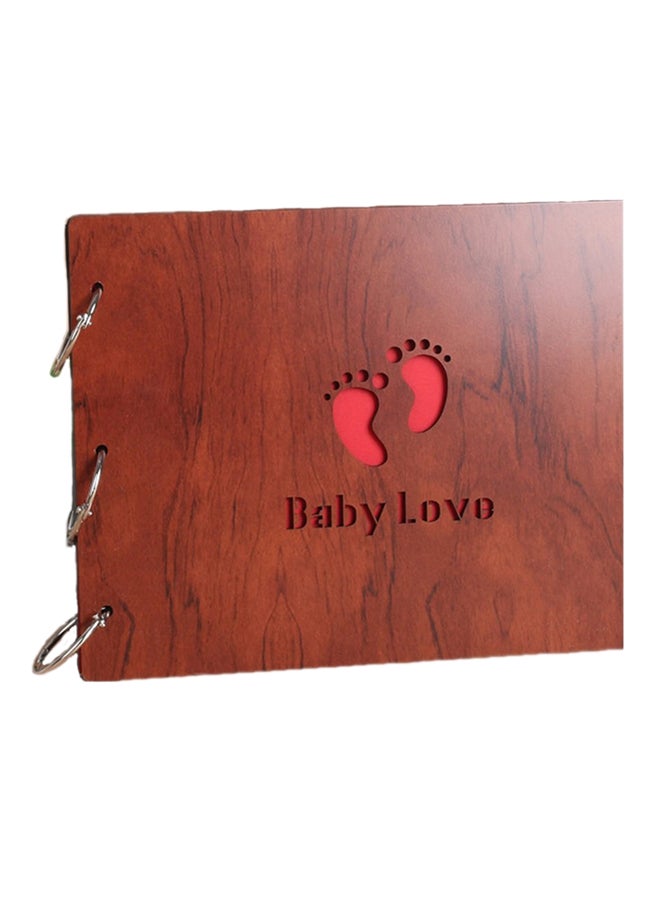 Generic Wooden Cover Photo Album Brown/Red 29x29cm  - Image 1