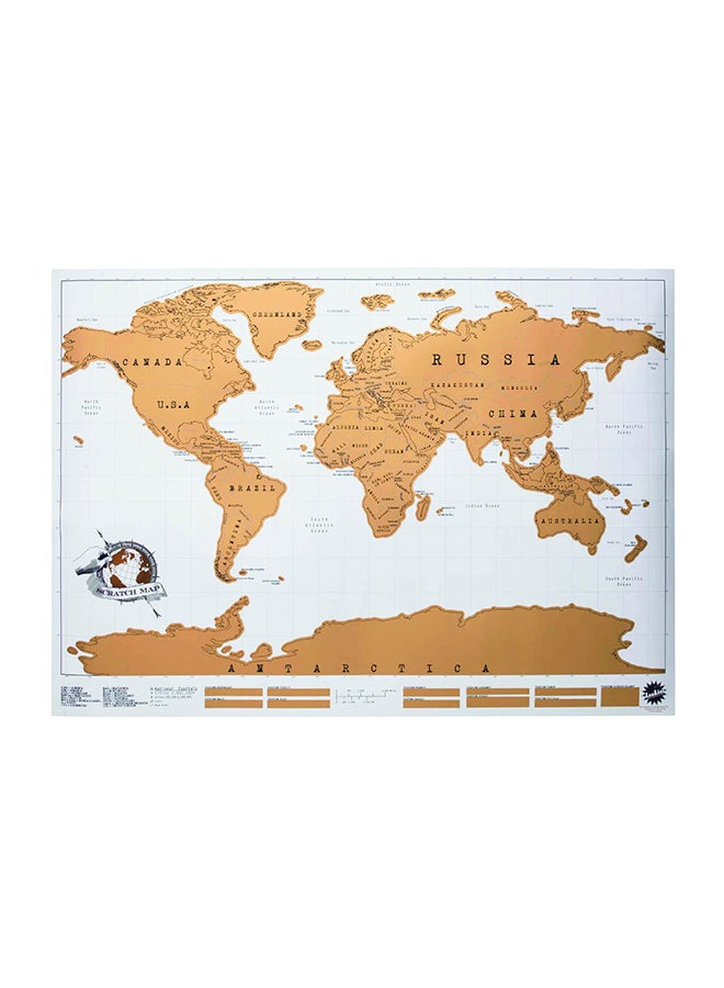 Generic Personalized Scratch Off World Map Poster White/Beige 