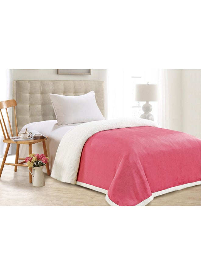 Horse Double Sided Fur Bed Blanket Faux Fur White/Pink 