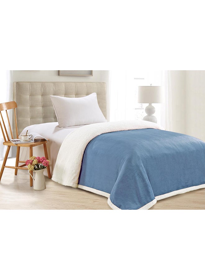 Horse Double Sided Fur Bed Blanket Faux Fur White/Blue 220X200cm 