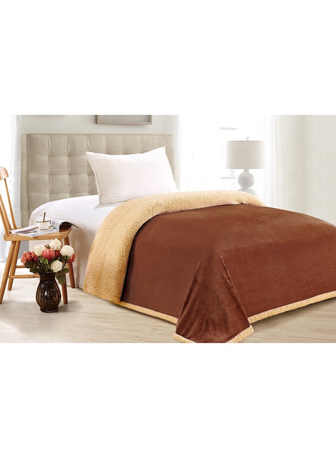 Horse Double Sided Fur Bed Blanket faux_fur Brown King 