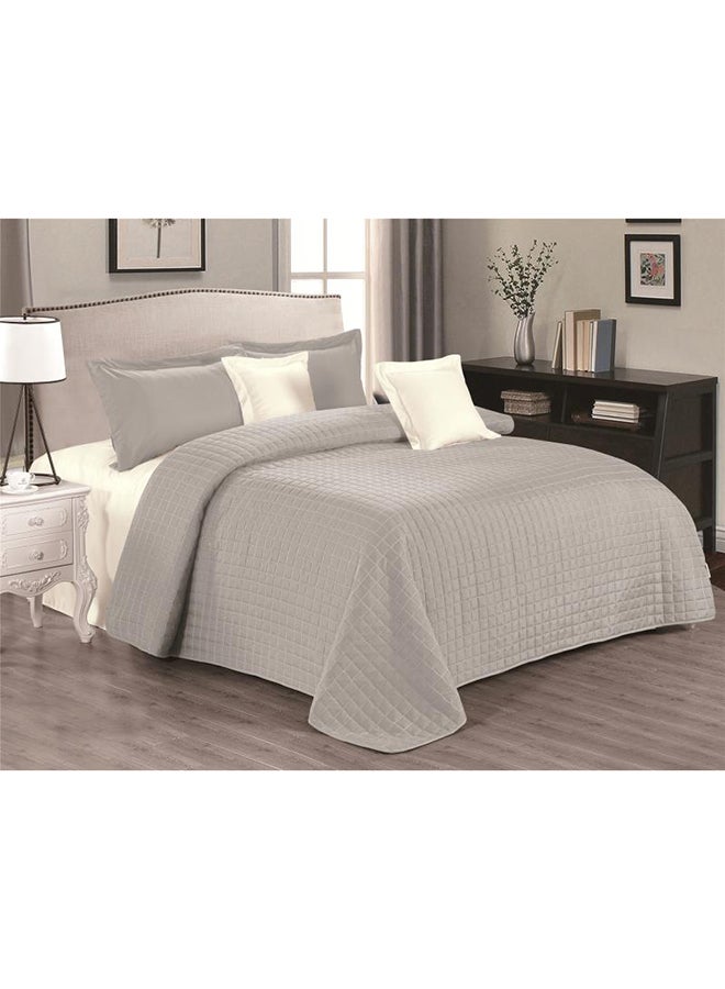 Horse 6-Piece Double-Sided Compressed Quilt Set ICEY-005 Faux Fur Grey/Beige 