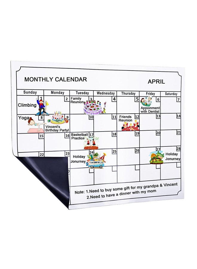 Magnetic Refrigerator Planner Calendar White/Black 15.75x11.81x0.19inch - Image 1