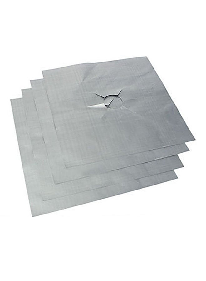 4-Piece Gas Stove Burner Cover Silver - Image 1