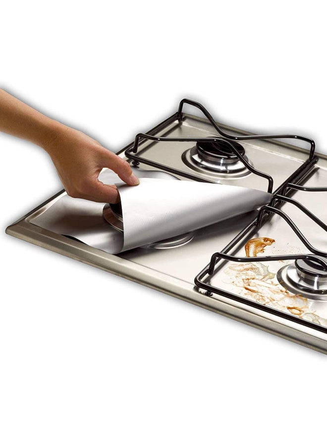 4-Piece Gas Stove Burner Cover Silver - Image 2