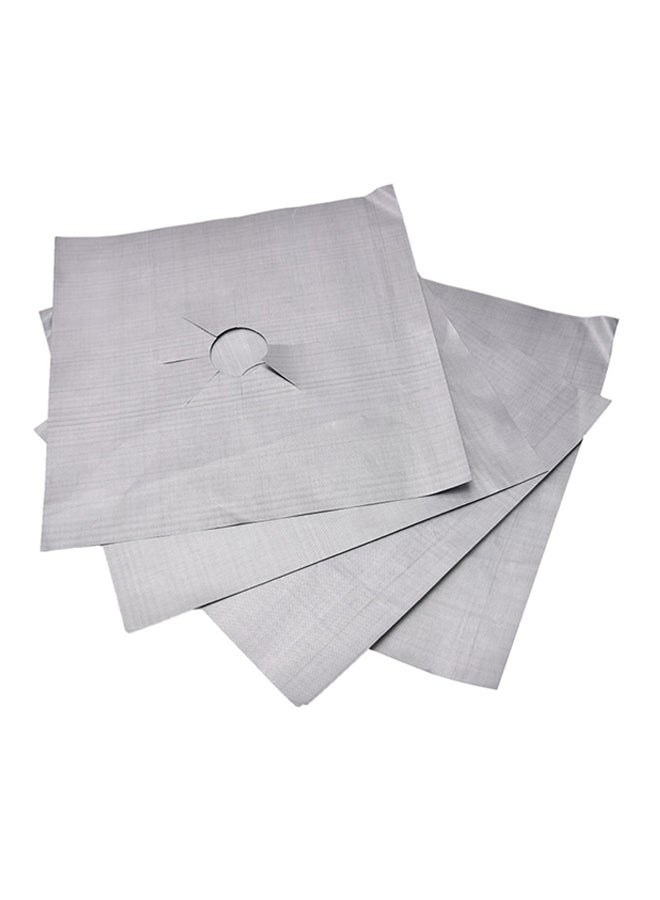 4-Piece Protective Cover For Stovetop Burner Silver 270x270mm - Image 1