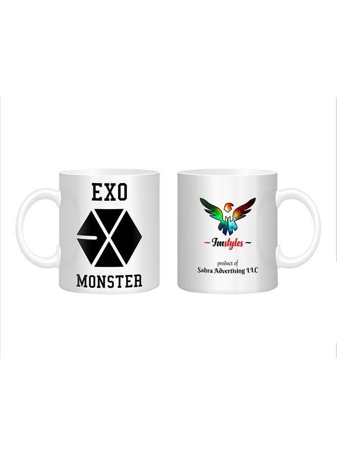 إف إم ستايلز كوب مطبوع عليه عبارة"Exo Monster" أبيض/أسود/أحمر