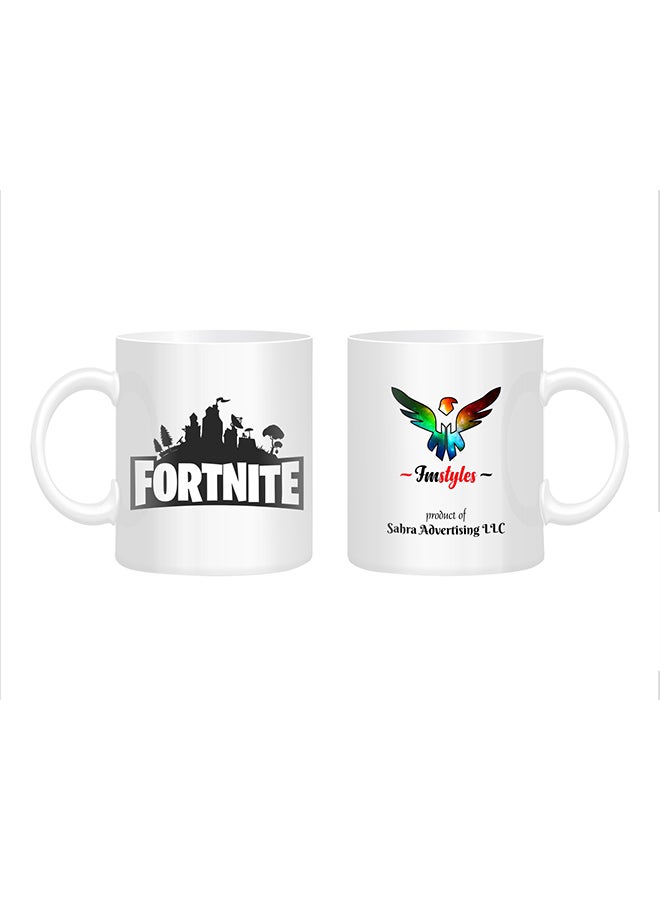 كوب مطبوع عليه عبارة"Fortnite" أبيض/أسود/أحمر