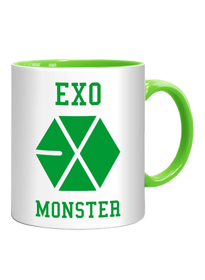 إف إم ستايلز كوب مطبوع عليه عبارة"Exo Monster" أخضر/أبيض