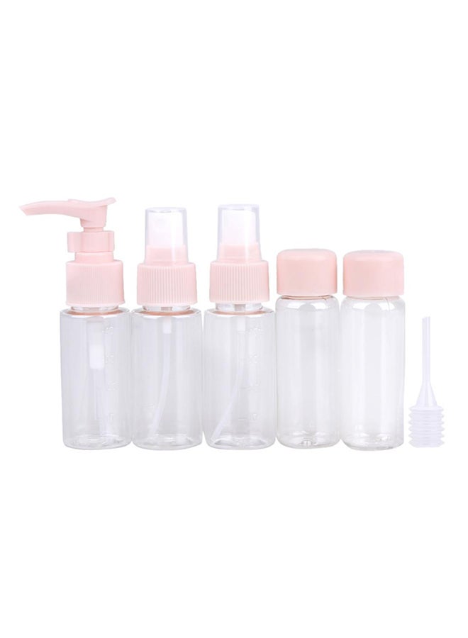 5-Piece Portable Cosmetics Container Set Pink/Clear - Image 1