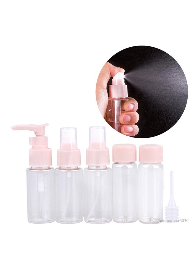 5-Piece Portable Cosmetics Container Set Pink/Clear - Image 2