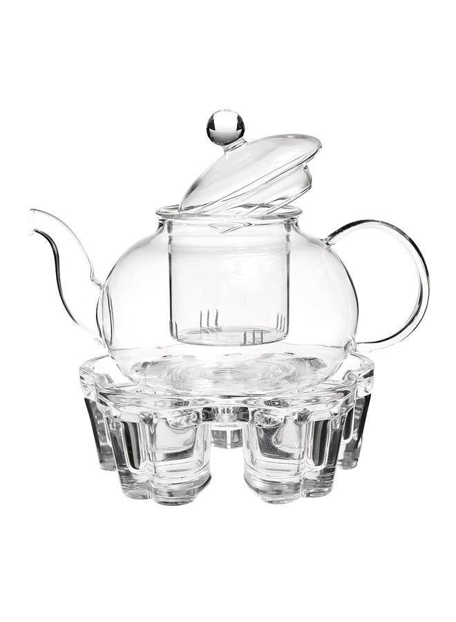 Goldedge - 8-Piece Tea Pot Set With Burner And Glass Clear 45x15x25centimeter - Image 1